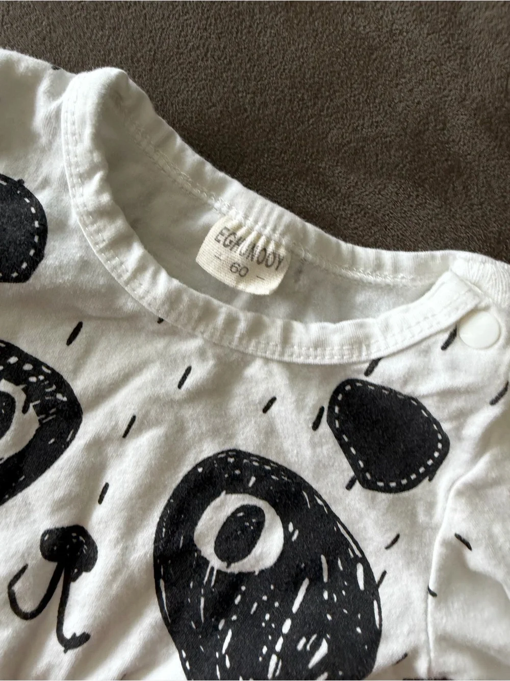 Panda Print White & Black Baby One-Piece Button Sleeper